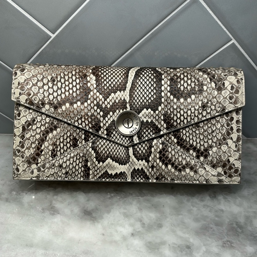 Stunning Brandell New York Luxury Python Envelope Bag.